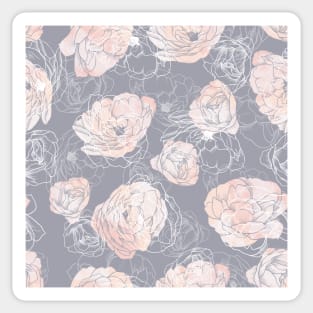 Pink Carnation Outline Pattern in Neutral Blue Sticker